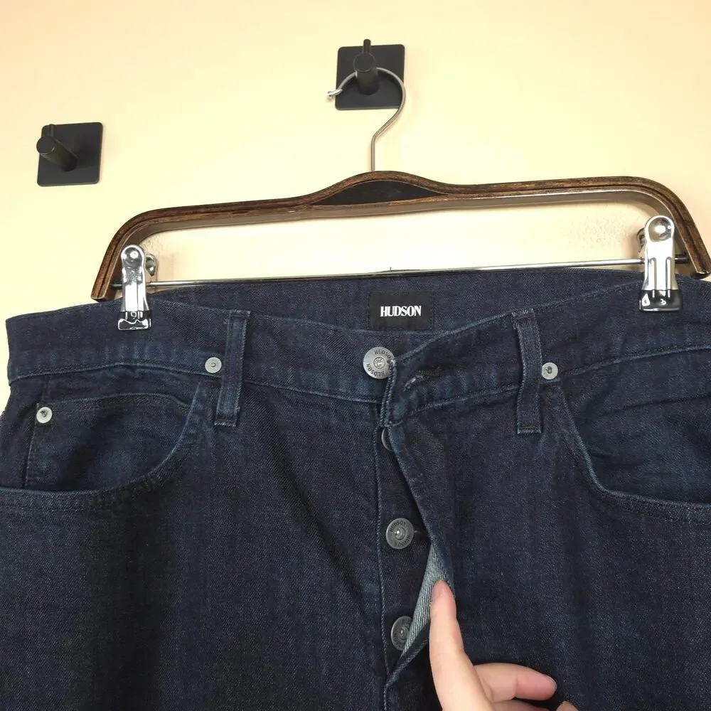 Hudson Jeans Collin Mid-Rise Skinny Button Fly Jean in Dark Wash Size 36x33